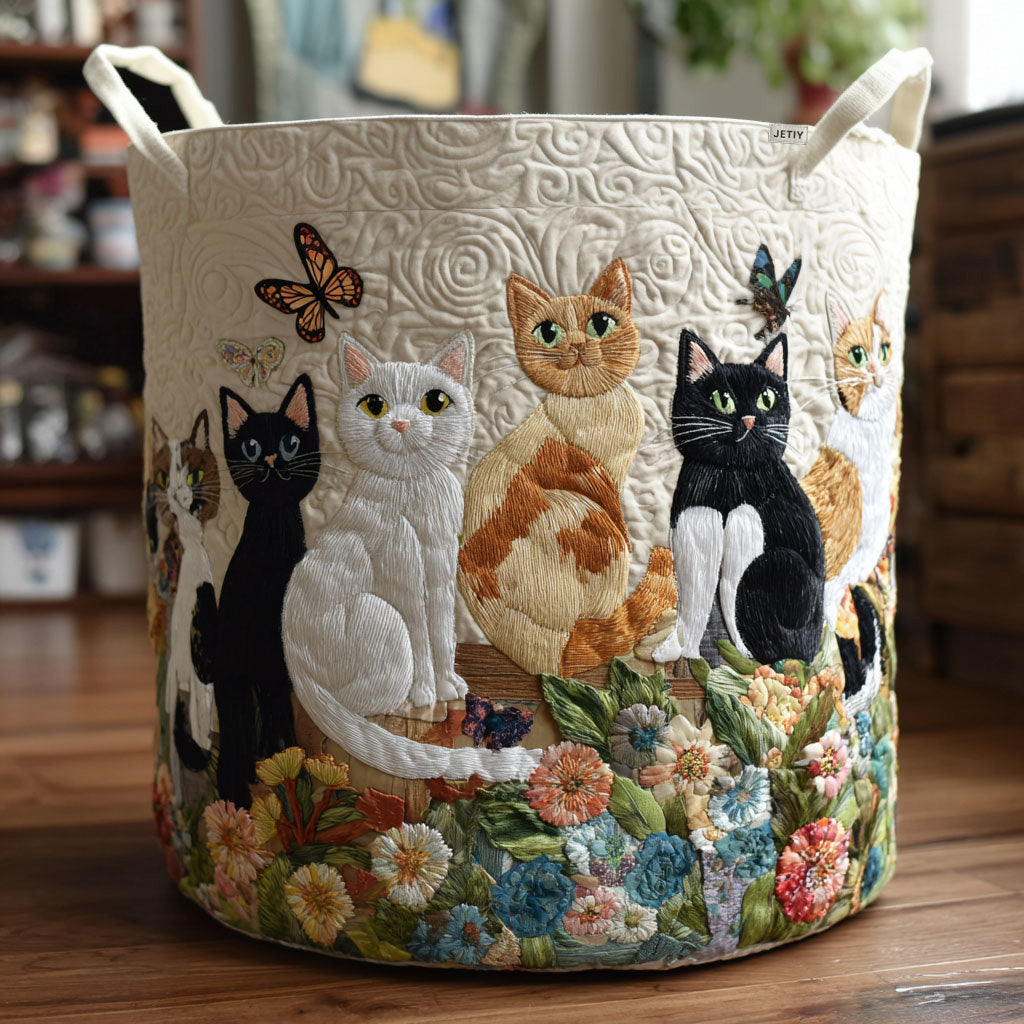 Garden Cats | Handcrafted Laundry Basket