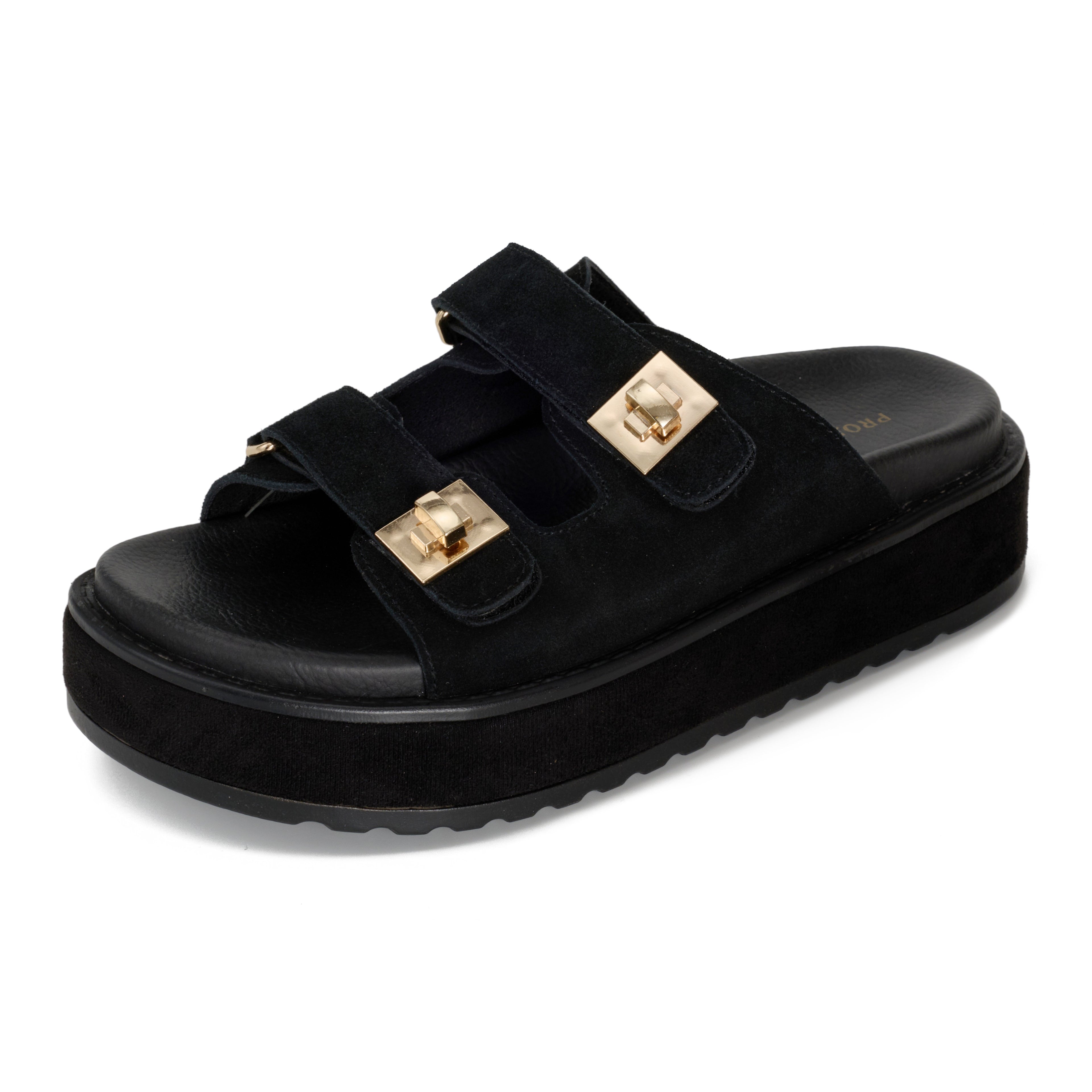 Women's | Genuine Leather Platform Sandals | Memory Foam Insole | Lightweight | Non-Slip - Havana