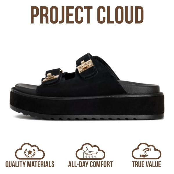 Women's | Genuine Leather Platform Sandals | Memory Foam Insole | Lightweight | Non-Slip - Havana