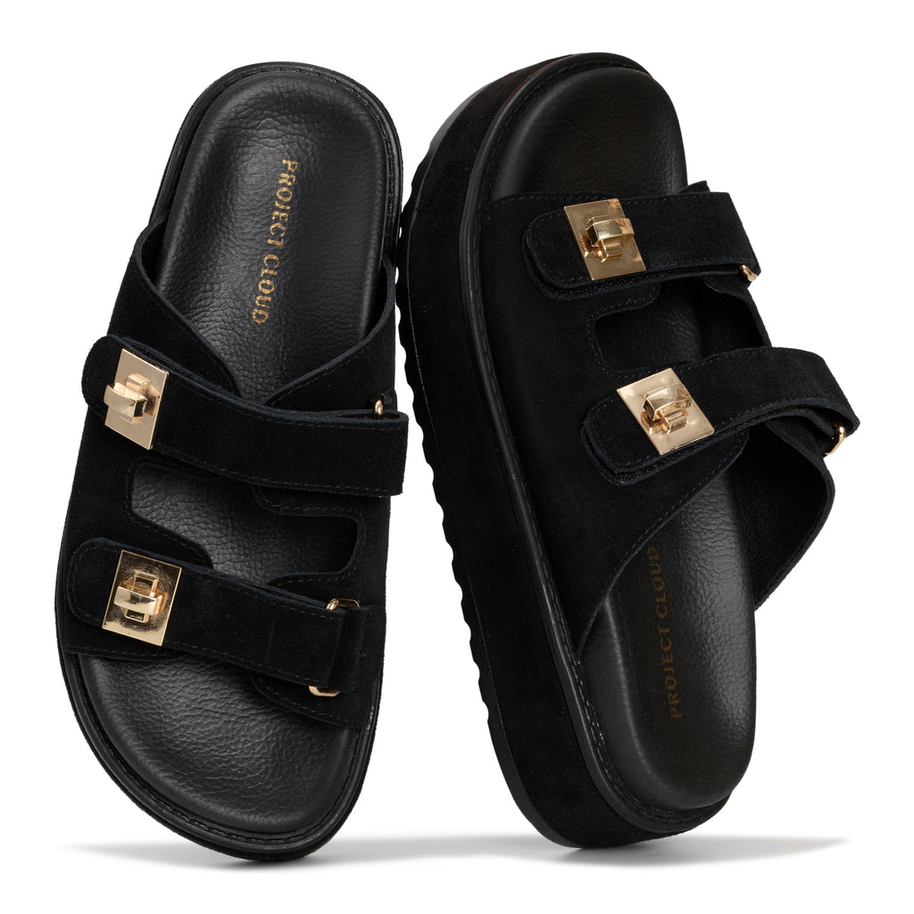 Women's | Genuine Leather Platform Sandals | Memory Foam Insole | Lightweight | Non-Slip - Havana
