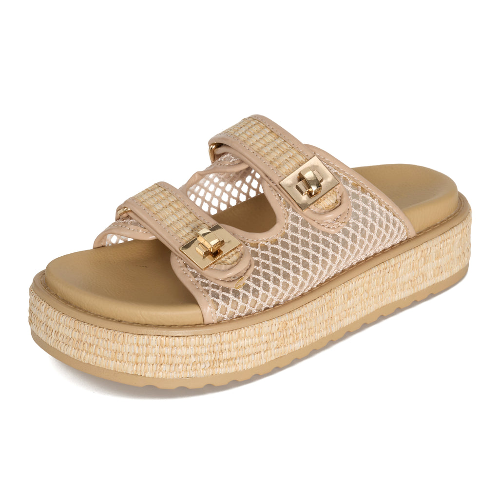 Women's | Genuine Leather Platform Sandals | Memory Foam Insole | Lightweight | Non-Slip - Havana