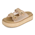 Women's | Genuine Leather Platform Sandals | Memory Foam Insole | Lightweight | Non-Slip - Havana