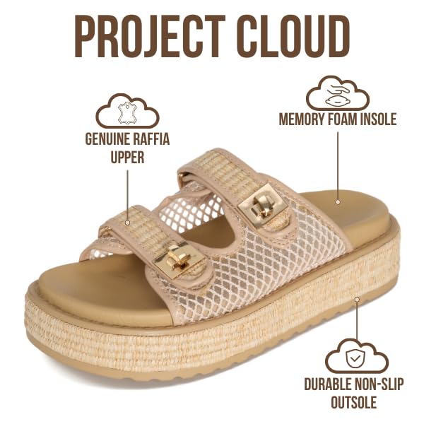 Women's | Genuine Leather Platform Sandals | Memory Foam Insole | Lightweight | Non-Slip - Havana