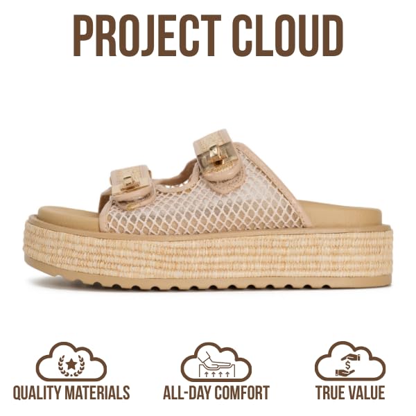 Women's | Genuine Leather Platform Sandals | Memory Foam Insole | Lightweight | Non-Slip - Havana