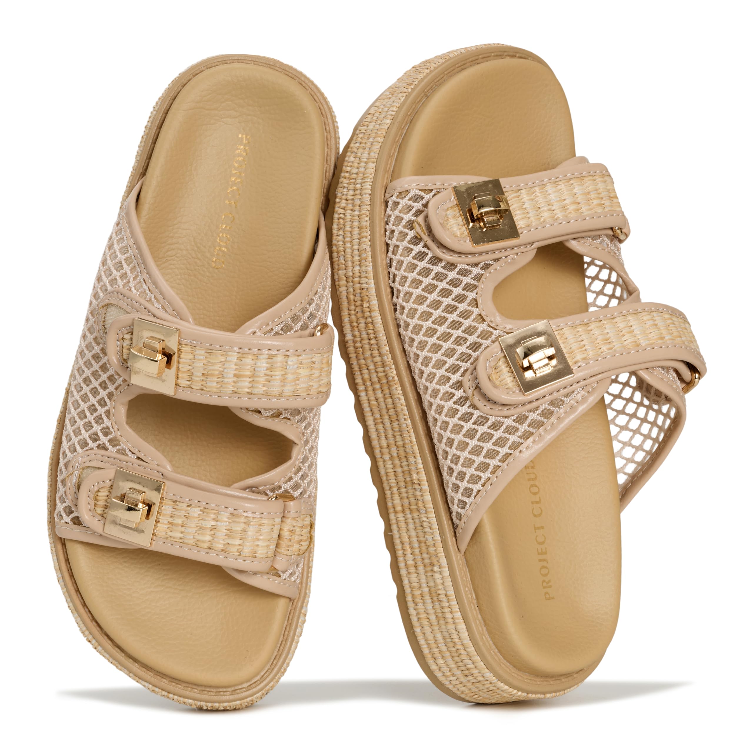Women's | Genuine Leather Platform Sandals | Memory Foam Insole | Lightweight | Non-Slip - Havana