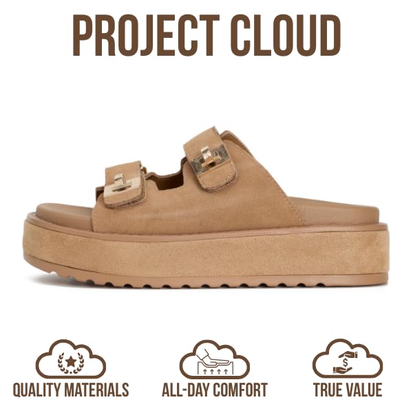 Women's | Genuine Leather Platform Sandals | Memory Foam Insole | Lightweight | Non-Slip - Havana