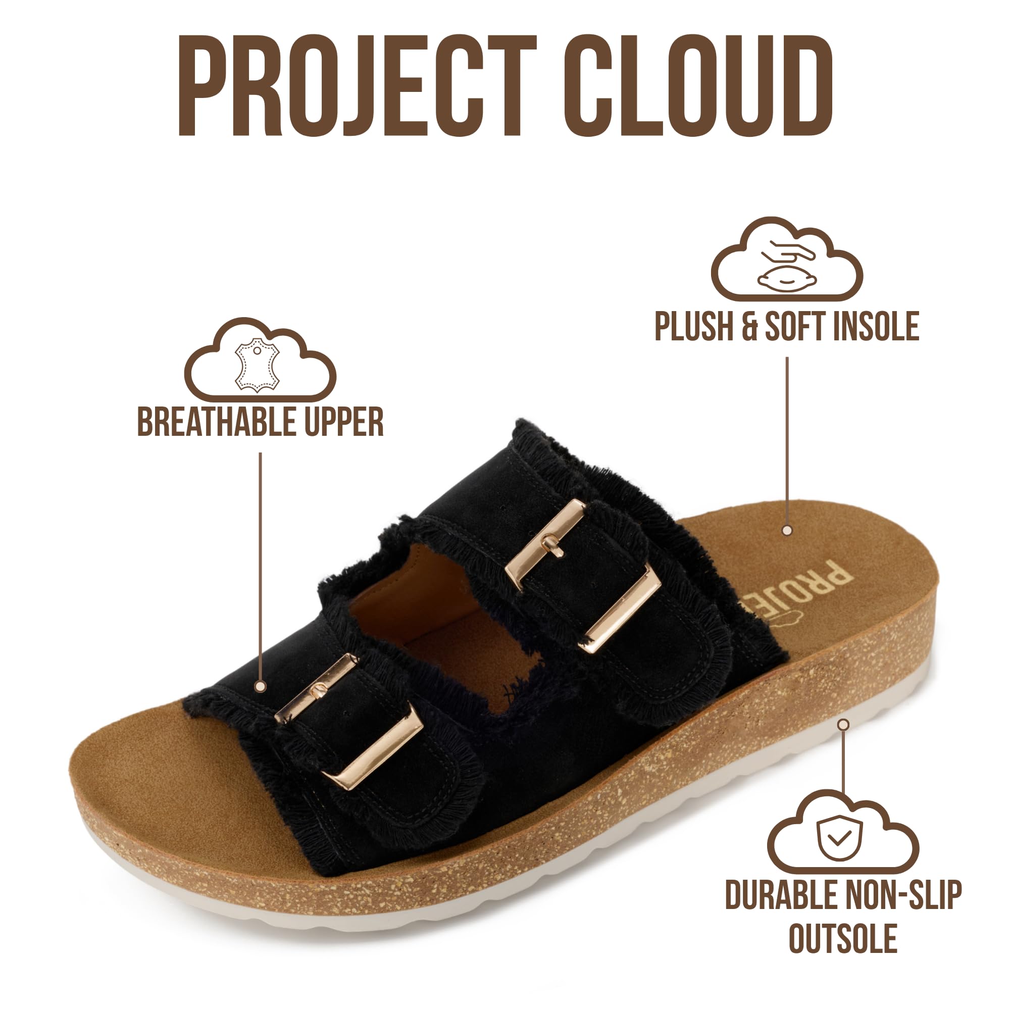 Women's | Womens Buckle Sandals | Plush and Soft Insole | Lightweight | Non-Slip - Light