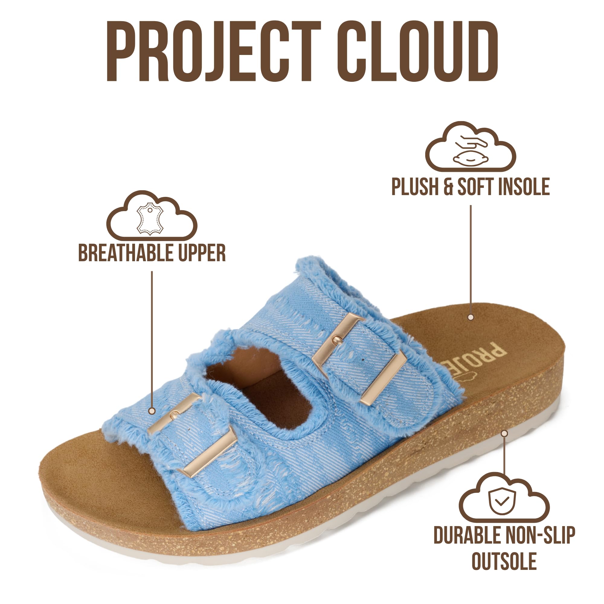 Women's | Womens Buckle Sandals | Plush and Soft Insole | Lightweight | Non-Slip - Light