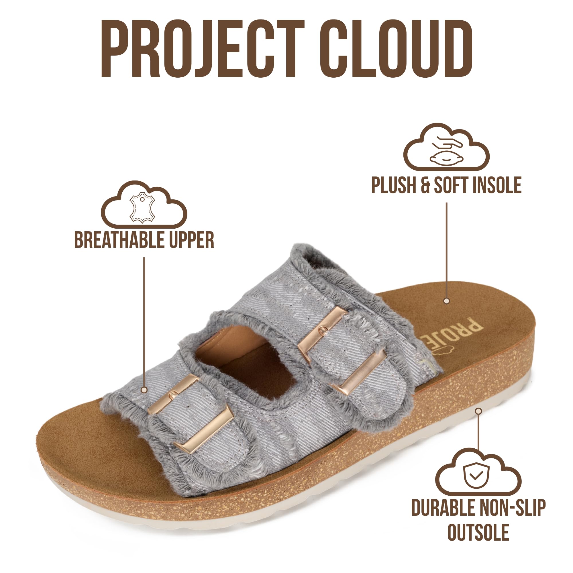 Women's | Womens Buckle Sandals | Plush and Soft Insole | Lightweight | Non-Slip - Light
