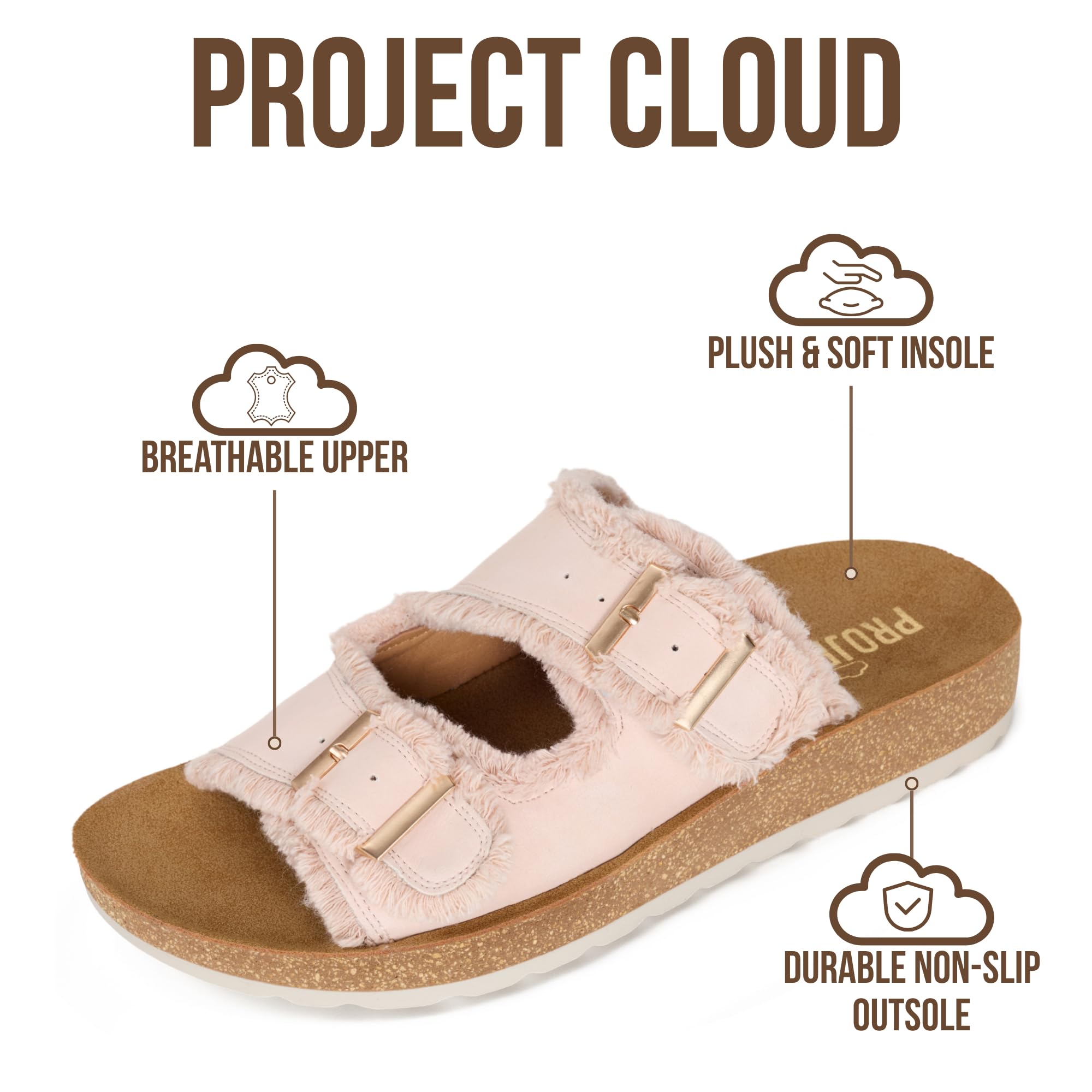 Women's | Womens Buckle Sandals | Plush and Soft Insole | Lightweight | Non-Slip - Light