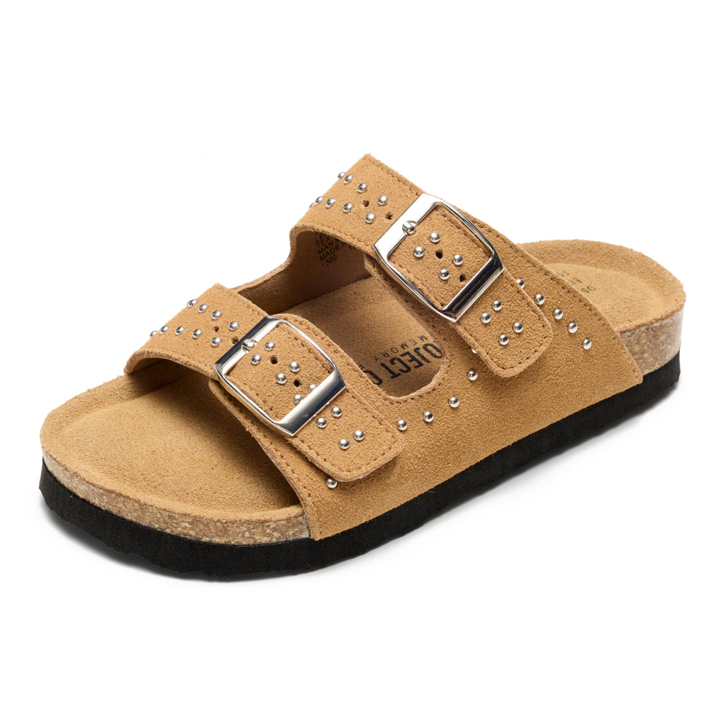 Kids | Genuine Leather Slides for Kids | Water Resistant | Lightweight | Non-Slip - Little Venita Studded