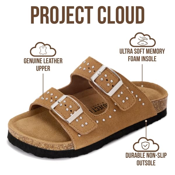 Kids | Genuine Leather Slides for Kids | Water Resistant | Lightweight | Non-Slip - Little Venita Studded