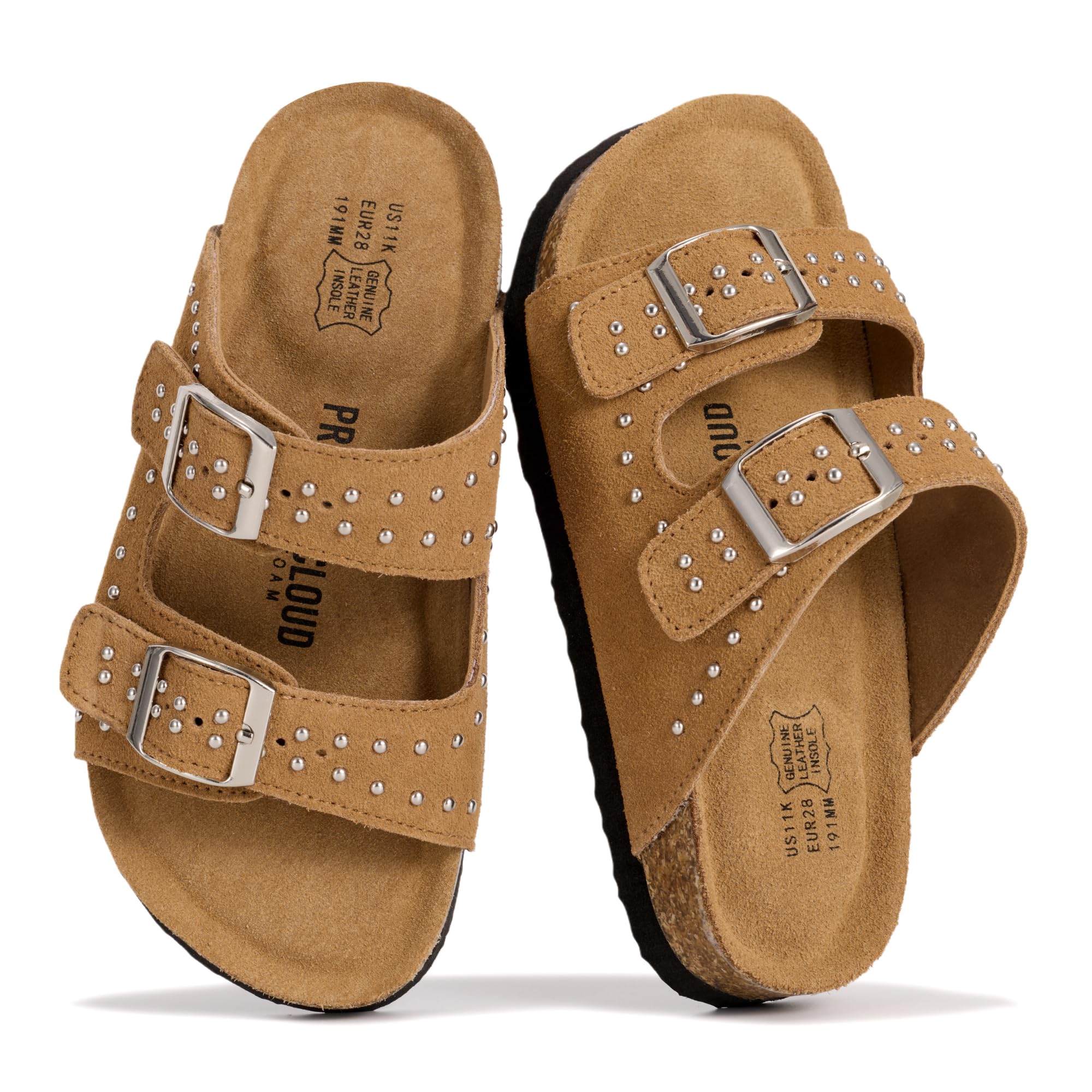 Kids | Genuine Leather Slides for Kids | Water Resistant | Lightweight | Non-Slip - Little Venita Studded