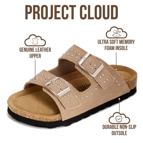 Kids | Genuine Leather Slides for Kids | Water Resistant | Lightweight | Non-Slip - Little Venita Studded