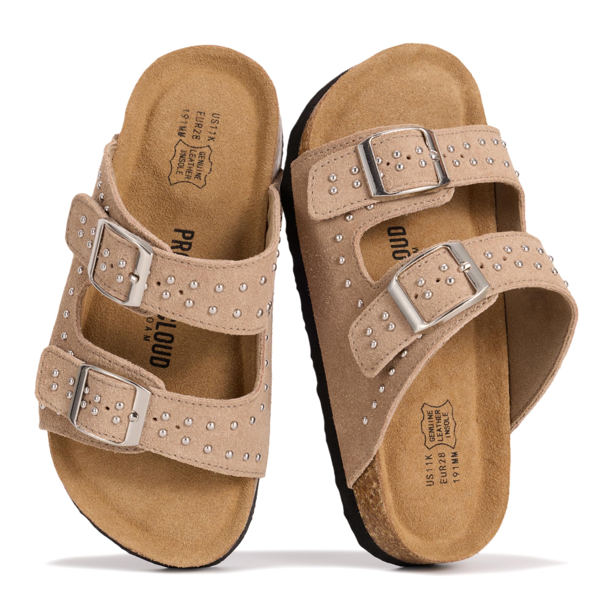 Kids | Genuine Leather Slides for Kids | Water Resistant | Lightweight | Non-Slip - Little Venita Studded
