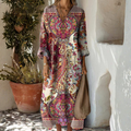 Nora Urban Bohemian Dress - Art Meets Autumnal Elegance