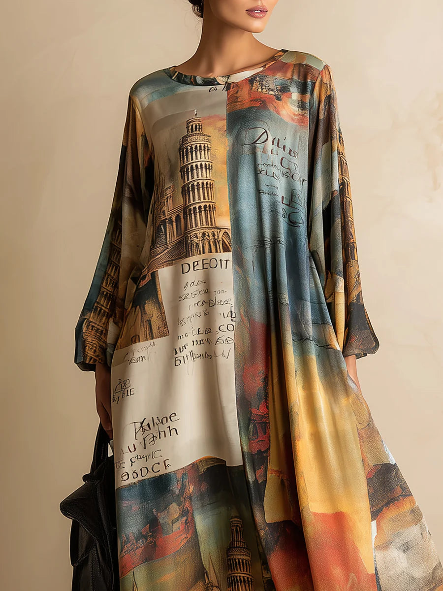 Loose and Stylish Urban Style Printed Maxi Dress