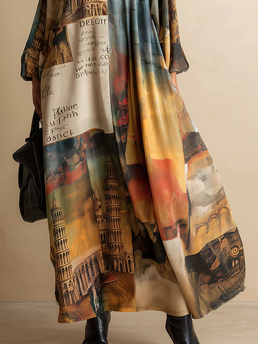 Loose and Stylish Urban Style Printed Maxi Dress