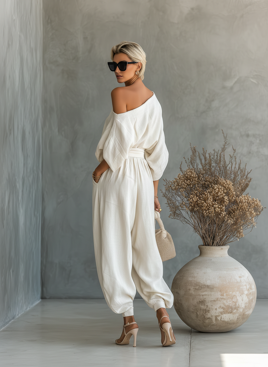 Lisa | Cold Shoulder Top and Tapered Pants Set