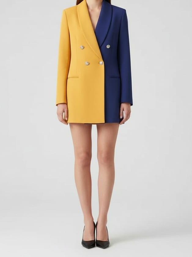 The Francesca Color Splice Long Sleeve Blazer - Luxe Atire