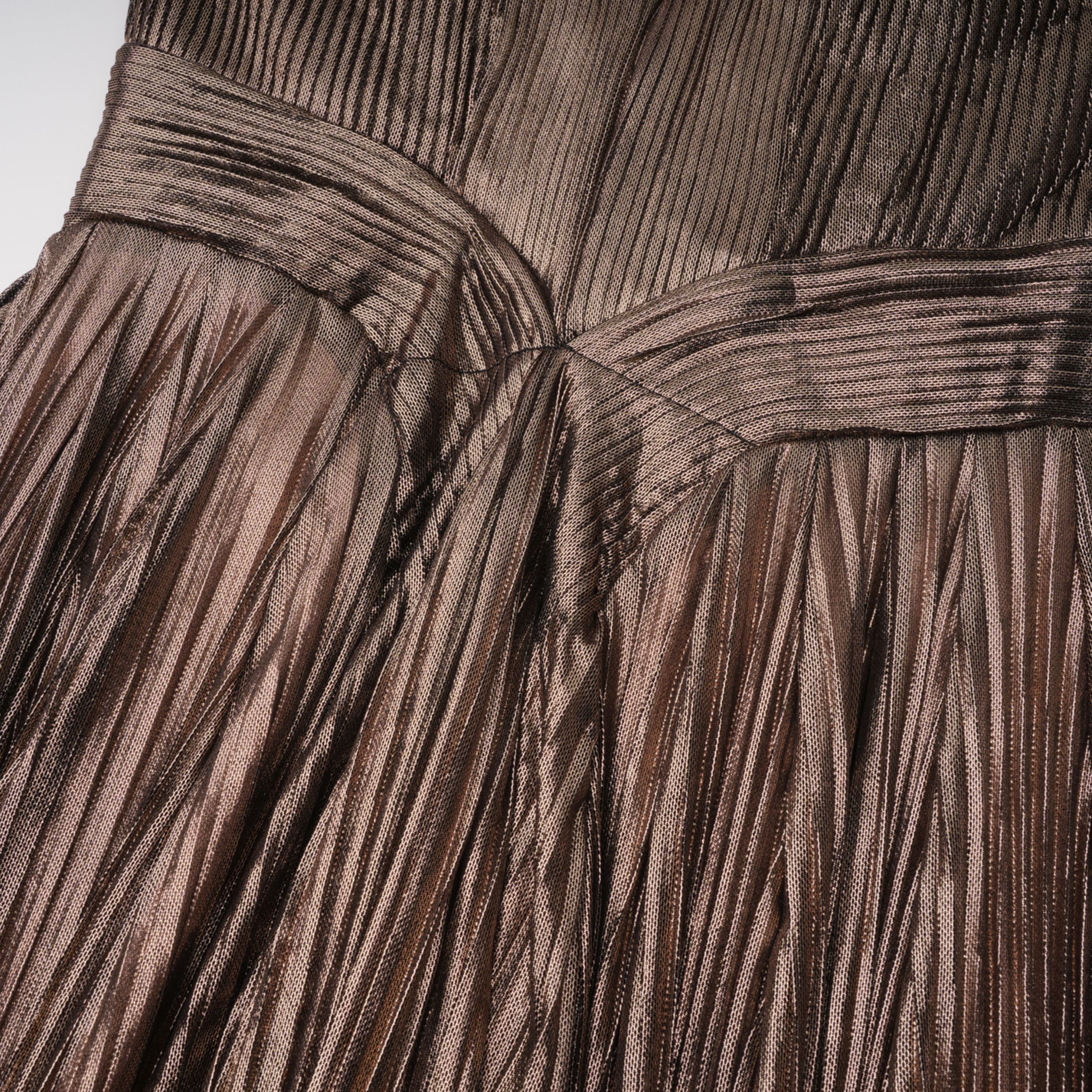 Marise Brown Draped Satin Maxi Dress