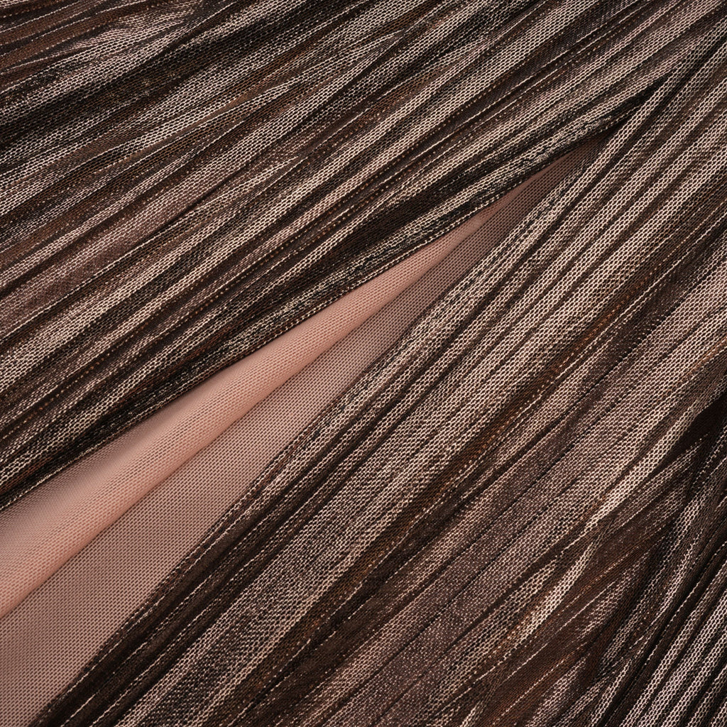 Marise Brown Draped Satin Maxi Dress