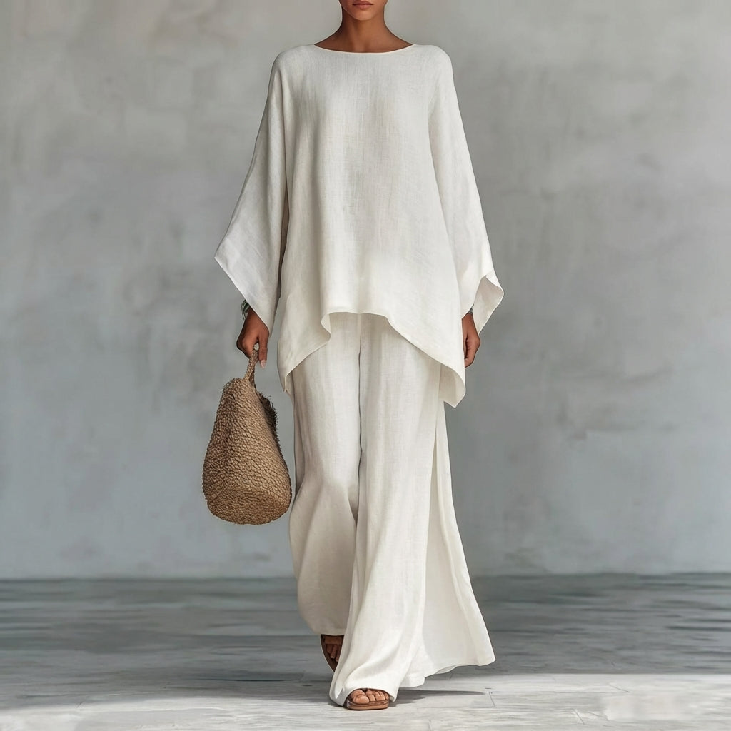 Cristina | Soft Two-Piece Set with Long Sleeves and Wide Pants