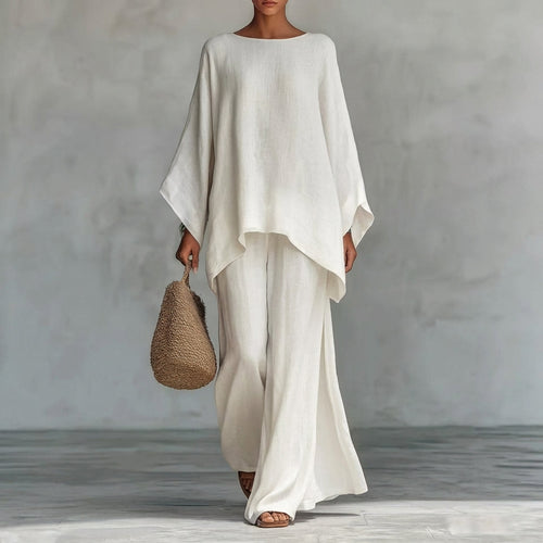 Cristina | Soft Two-Piece Set with Long Sleeves and Wide Pants