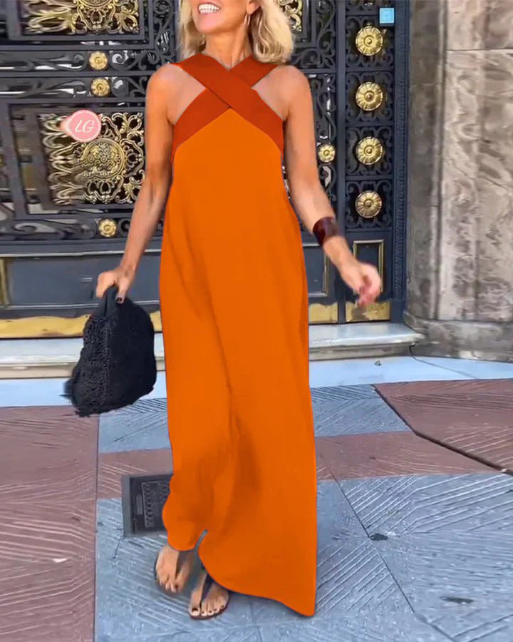 DELPHINE | DRESS WITH CROSSED CUT - Rossis Family Boutique Miami