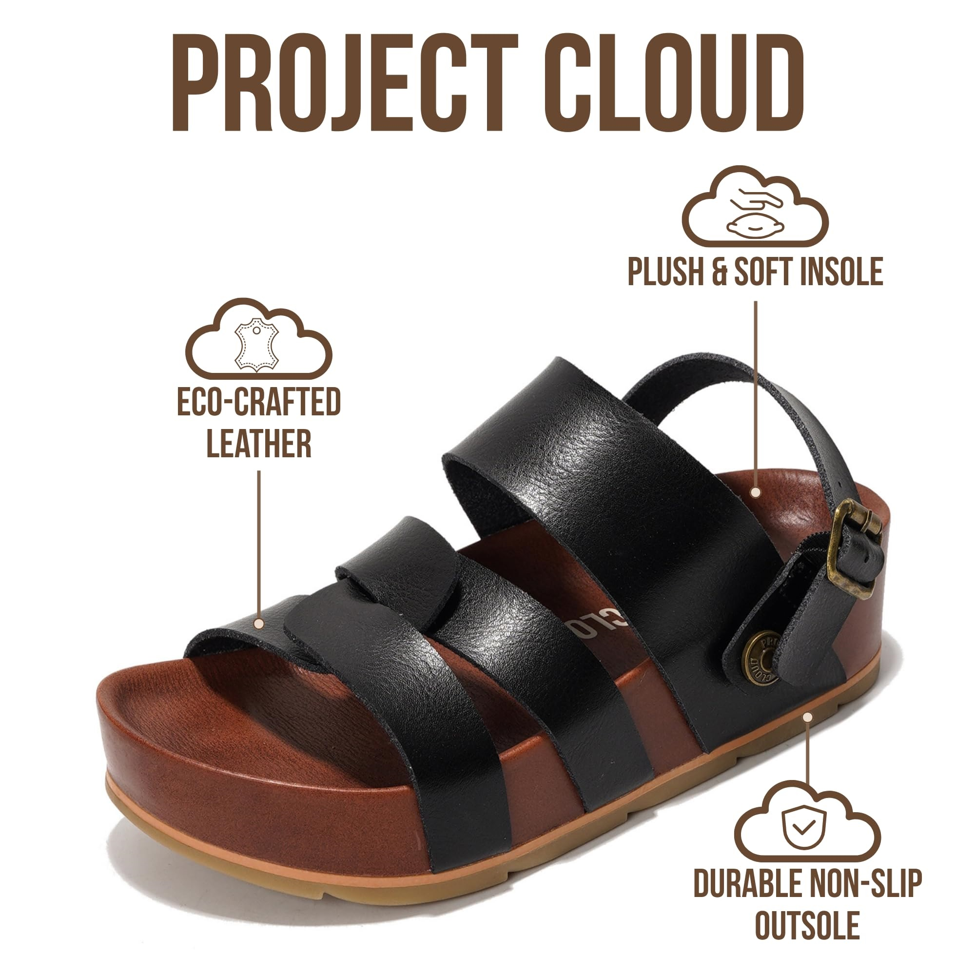 Women's | Eco-Leather Platform Sandals | Lightweight | Non-Slip - Proud