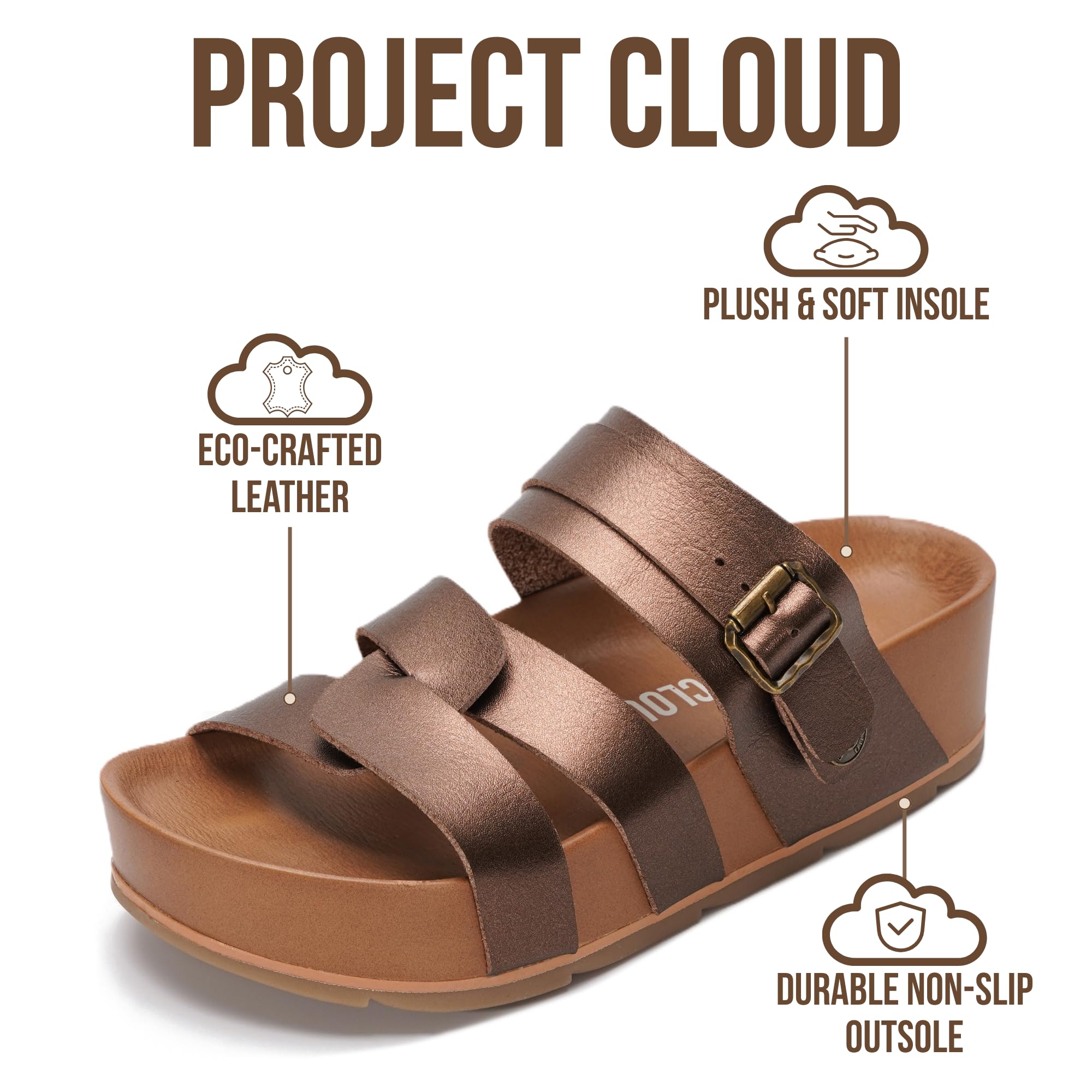 Women's | Eco-Leather Platform Sandals | Lightweight | Non-Slip - Proud