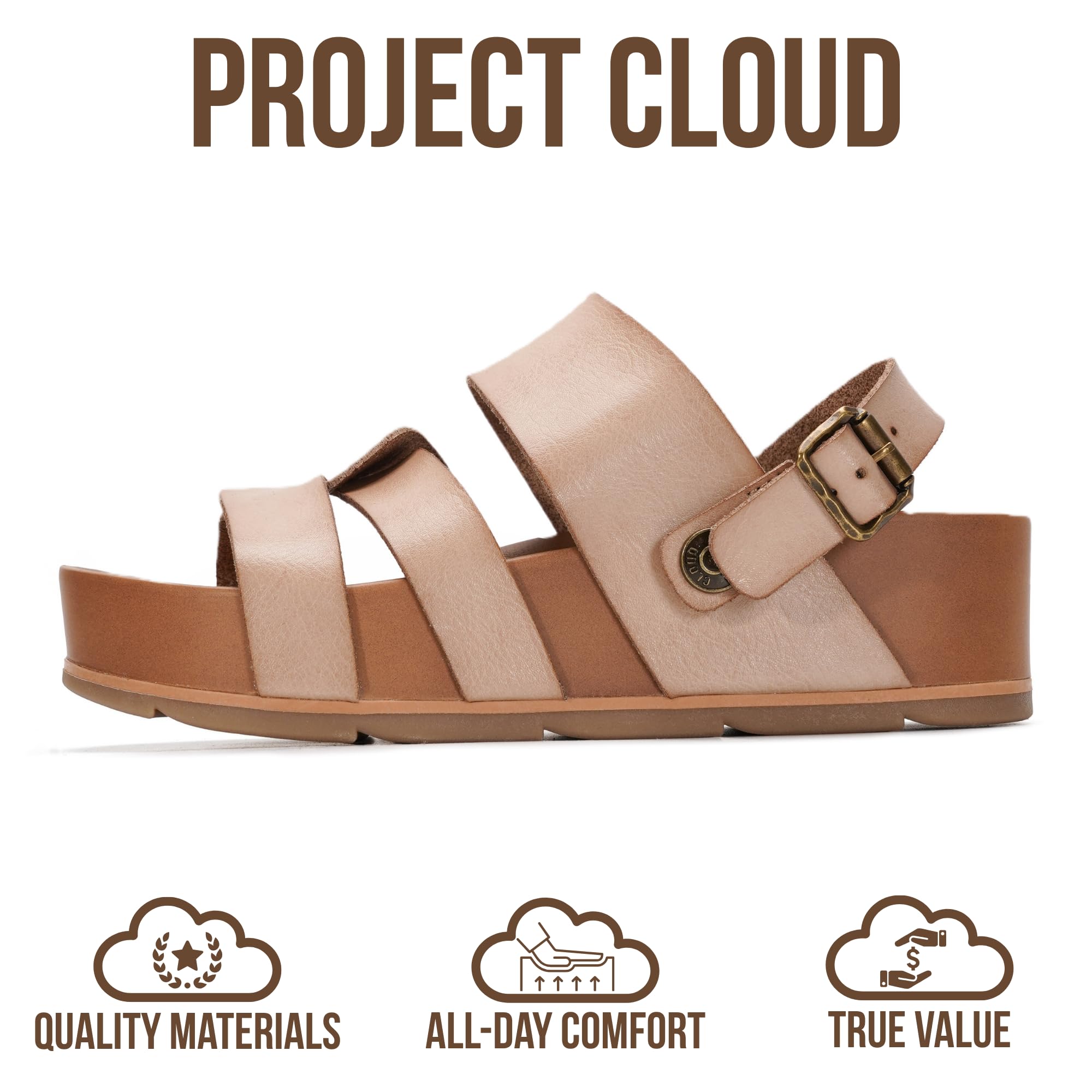 Women's | Eco-Leather Platform Sandals | Lightweight | Non-Slip - Proud