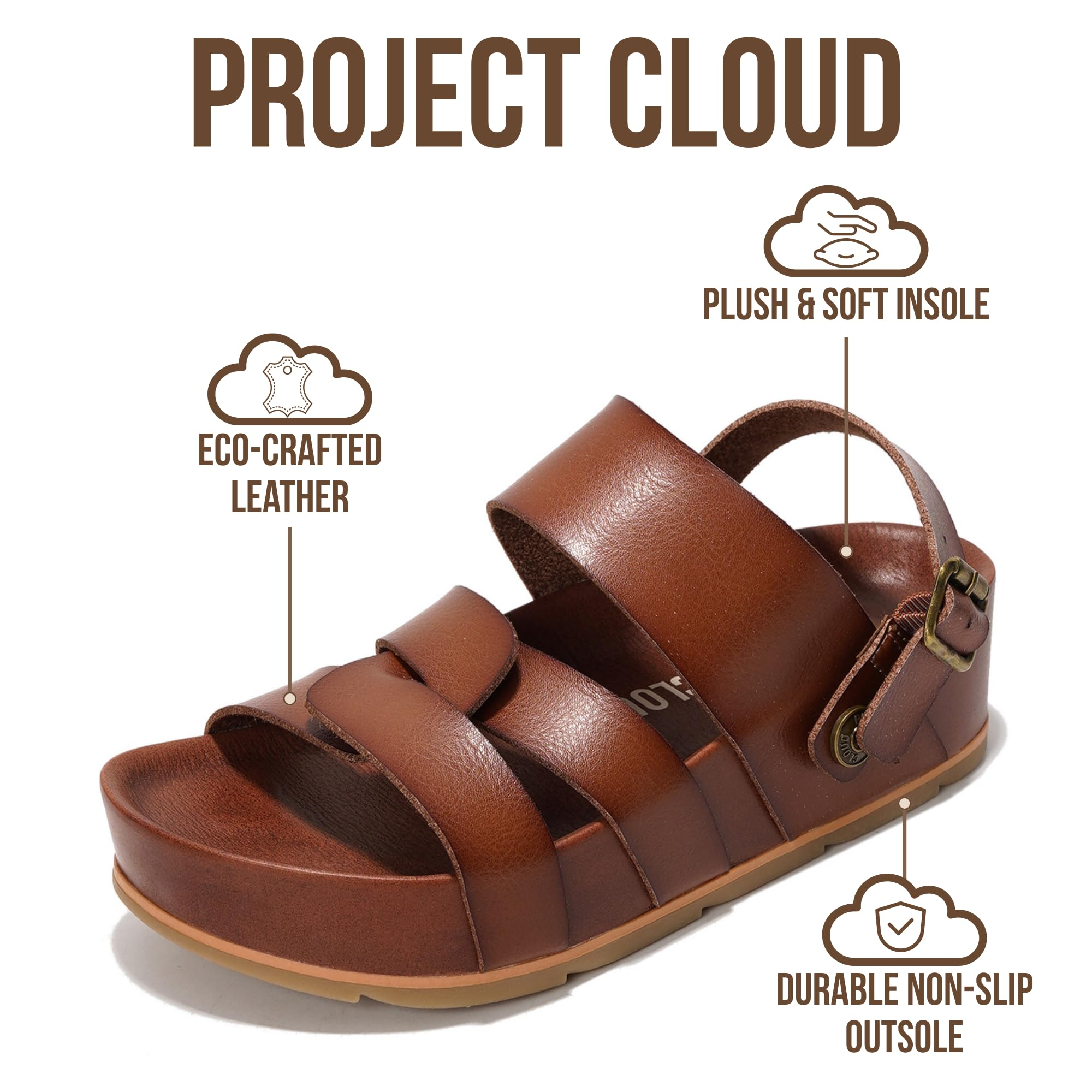 Women's | Eco-Leather Platform Sandals | Lightweight | Non-Slip - Proud