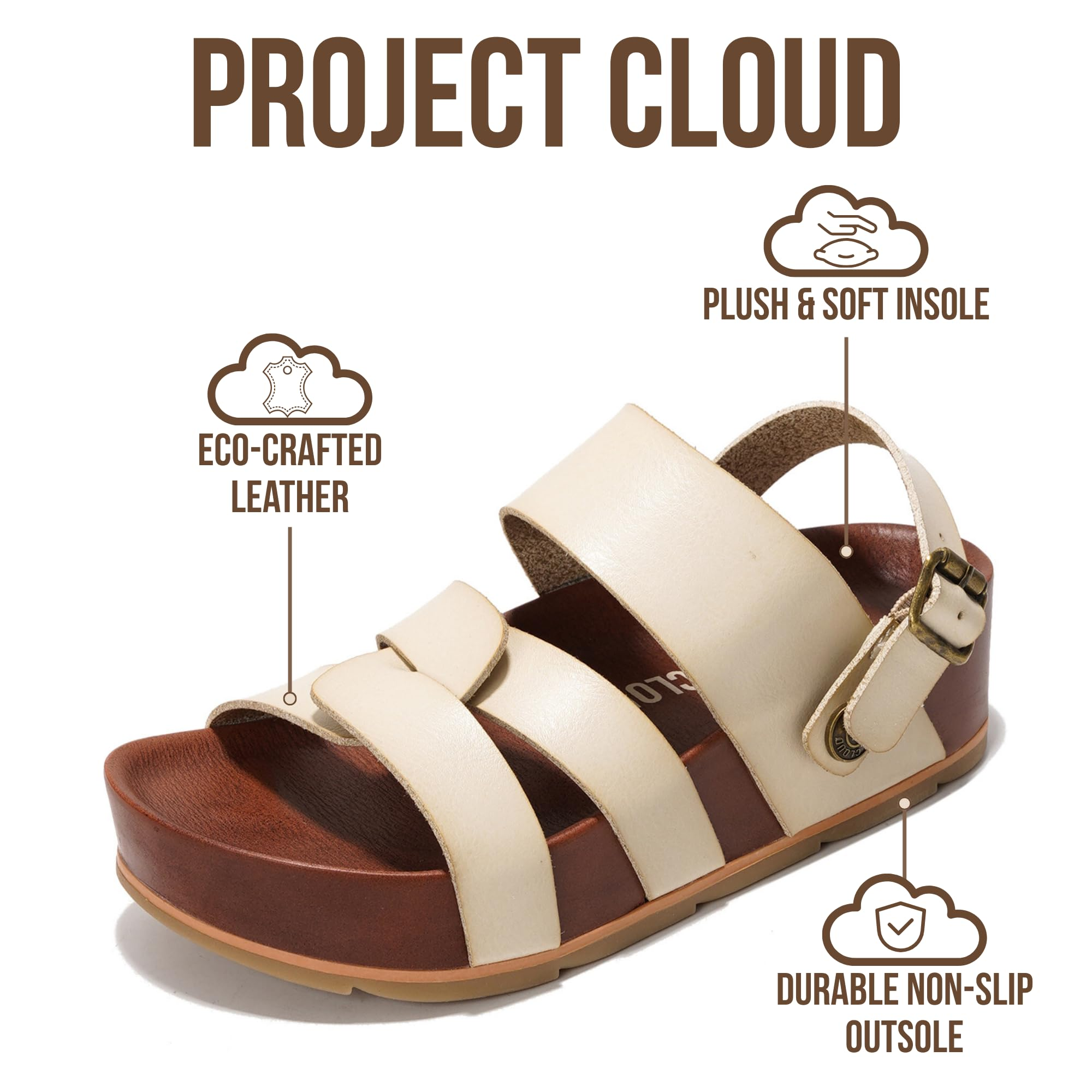 Women's | Eco-Leather Platform Sandals | Lightweight | Non-Slip - Proud
