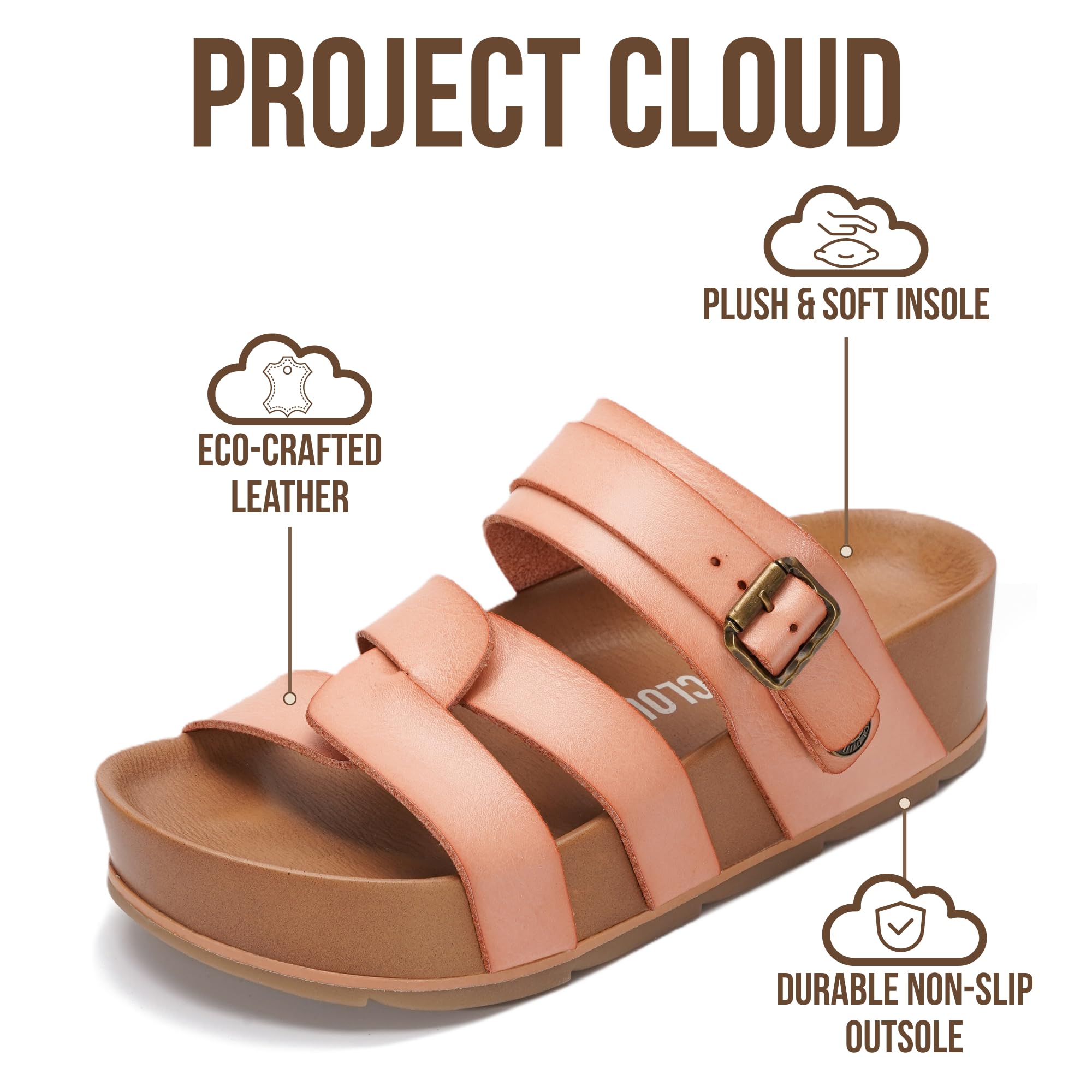 Women's | Eco-Leather Platform Sandals | Lightweight | Non-Slip - Proud