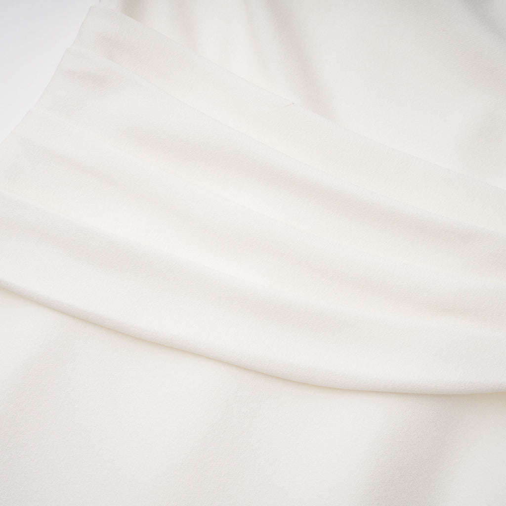 Roshanak White One Shoulder Midi Dress with Lace Panels