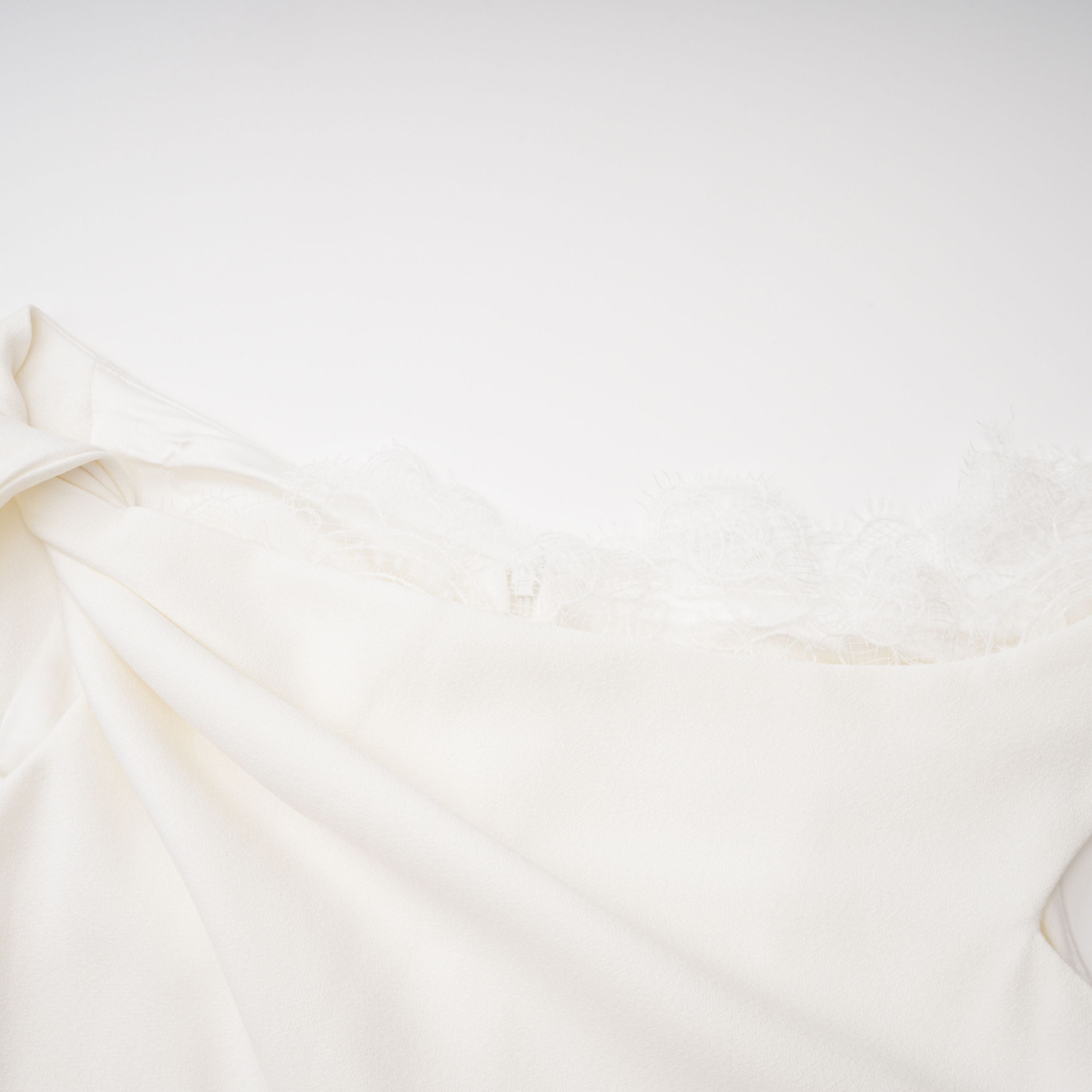 Roshanak White One Shoulder Midi Dress with Lace Panels