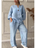 Mariana | Set Casual Top V-scollo Larghe Maniche