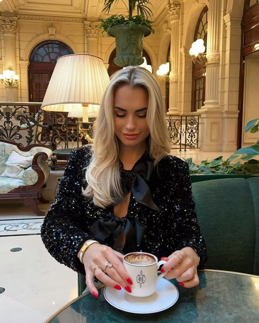 AVA: Short Sequin Blazer with Bow - Luxe Atire