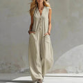 Liora | Salopette senza maniche in lino e cotone casual