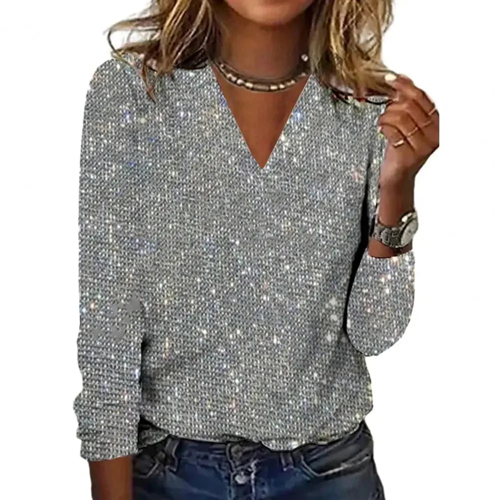 Emma | Sequin V-Neck Blouse
