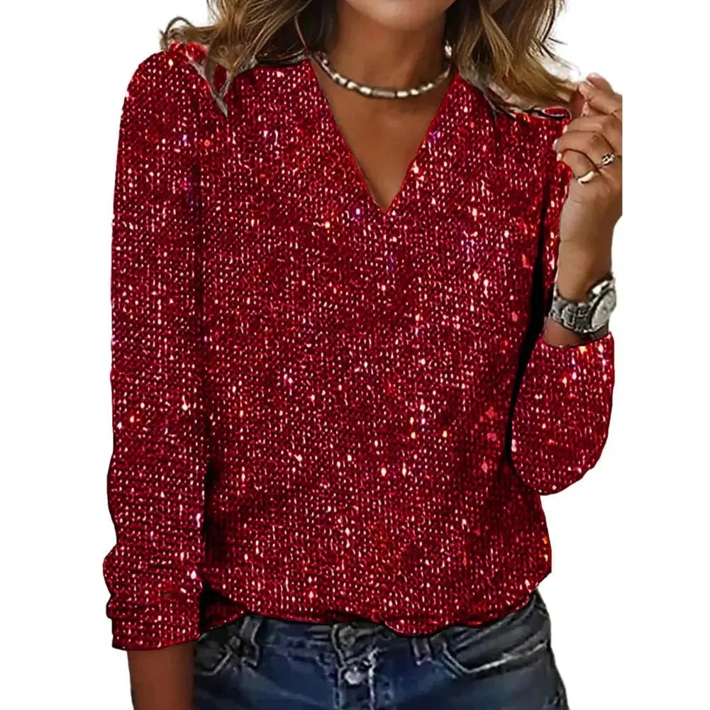 Emma | Sequin V-Neck Blouse