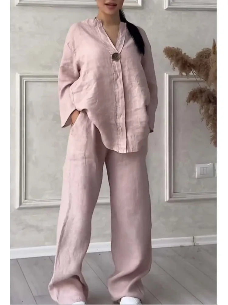 Mariana | Set Casual Top V-scollo Larghe Maniche
