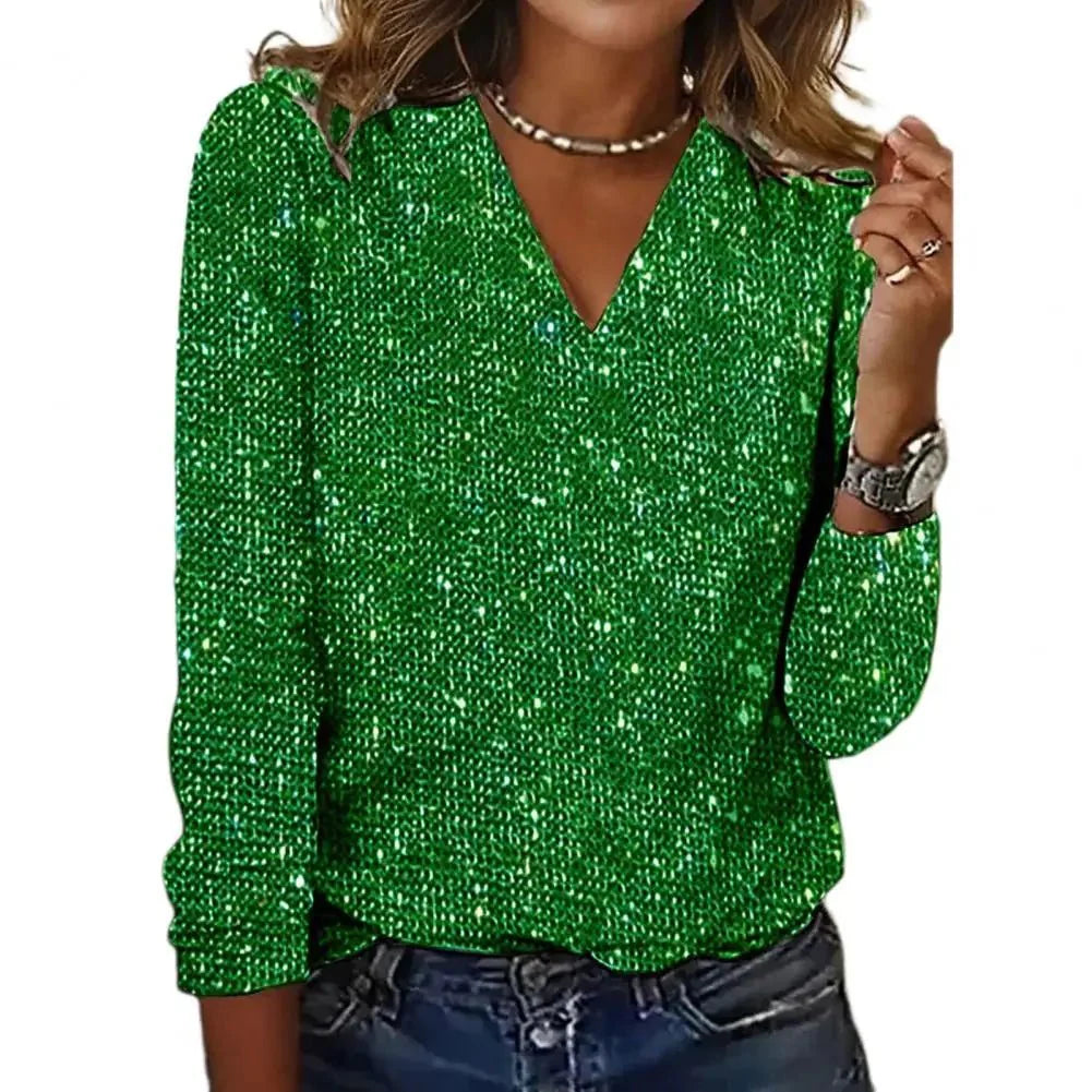 Emma | Sequin V-Neck Blouse