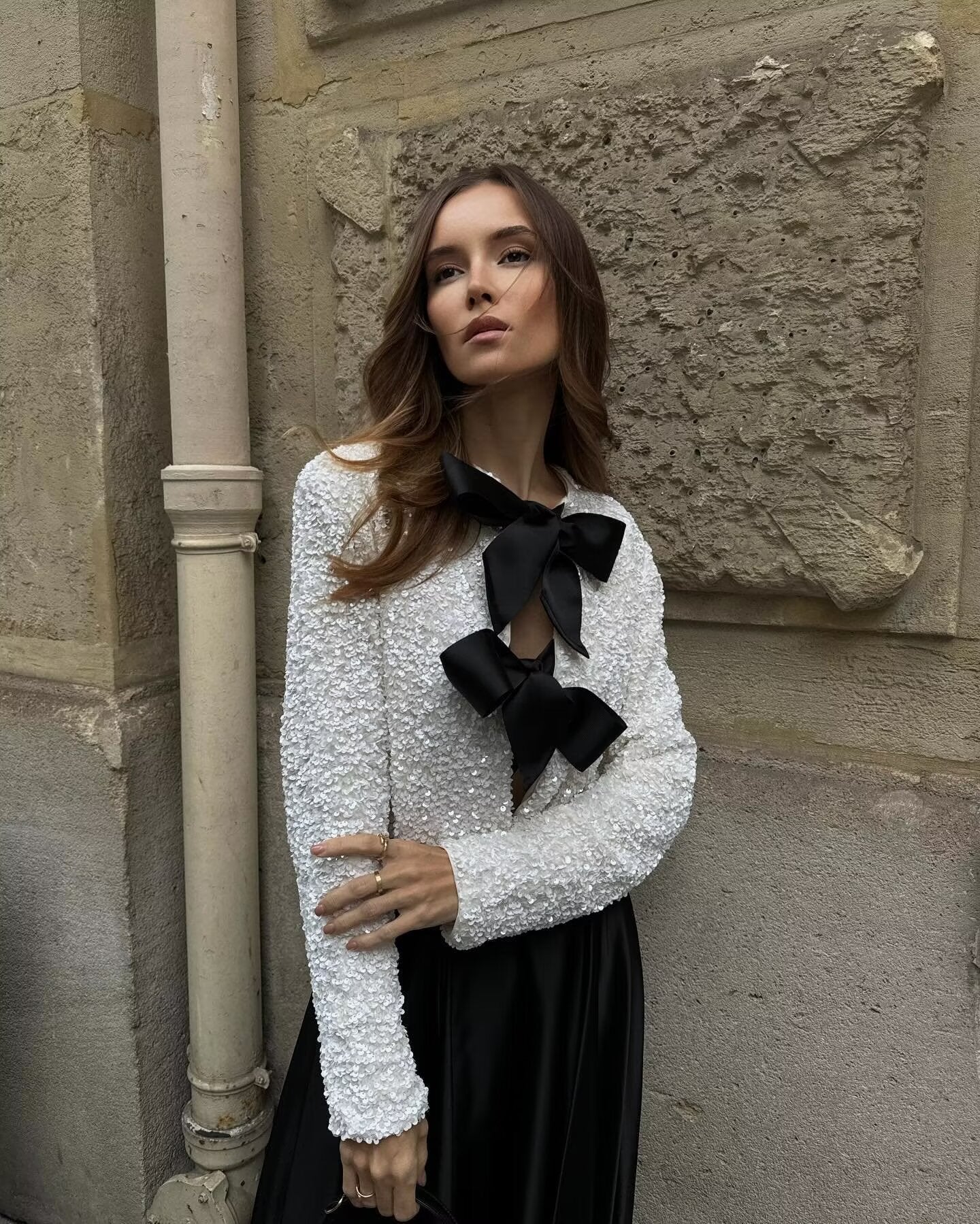 AVA: Short Sequin Blazer with Bow - Luxe Atire