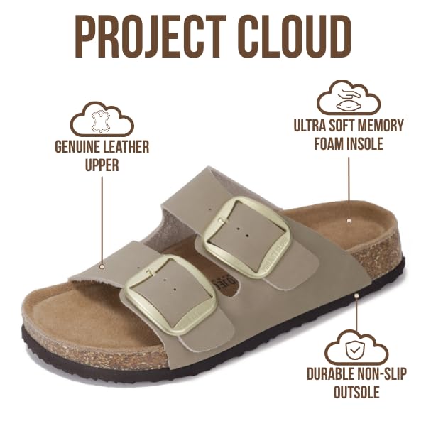 Women's | 100% Genuine Leather Women Flat Sandals | ProjectPlush | Lightweight | Non-Slip - Santorini