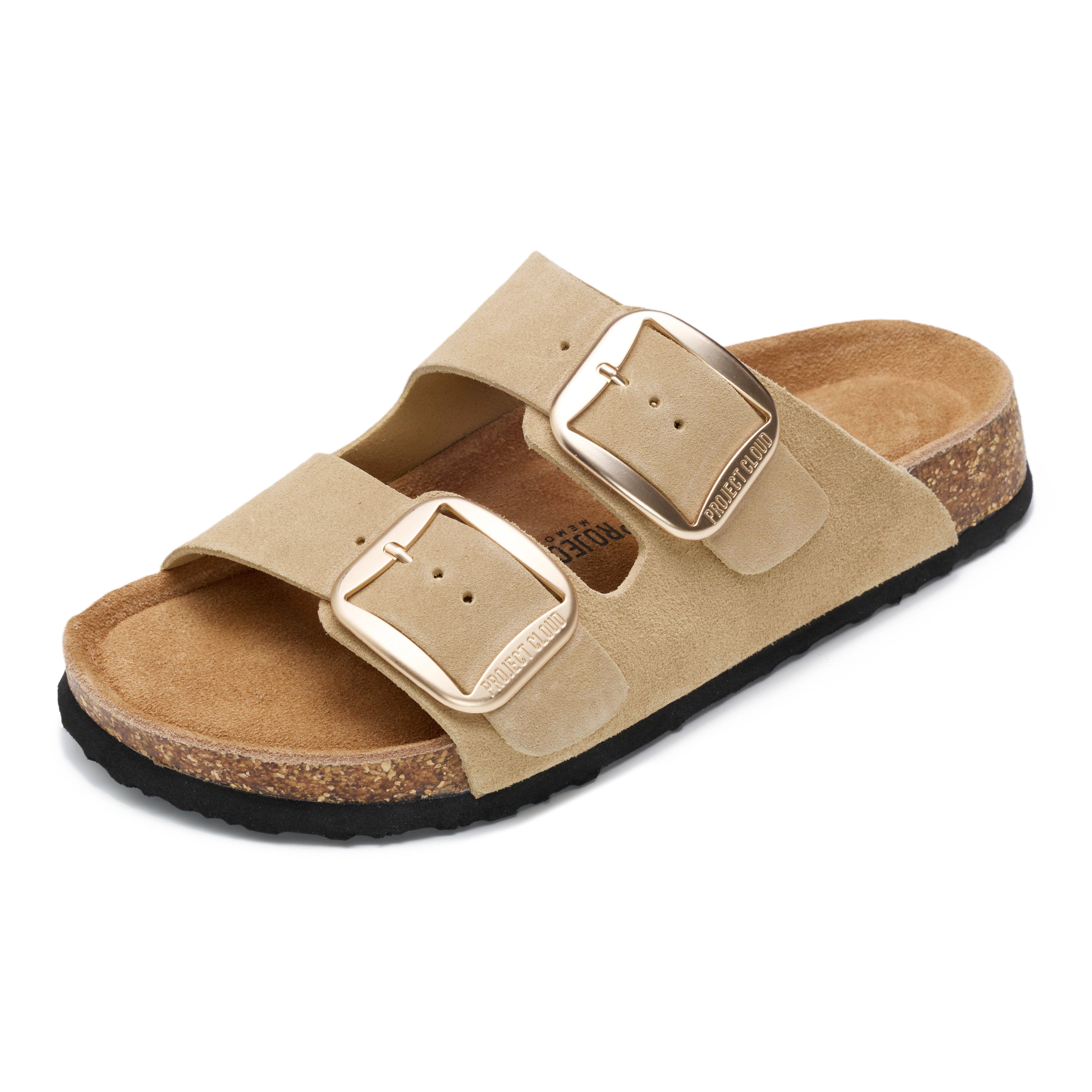 Women's | 100% Genuine Leather Women Flat Sandals | ProjectPlush | Lightweight | Non-Slip - Santorini