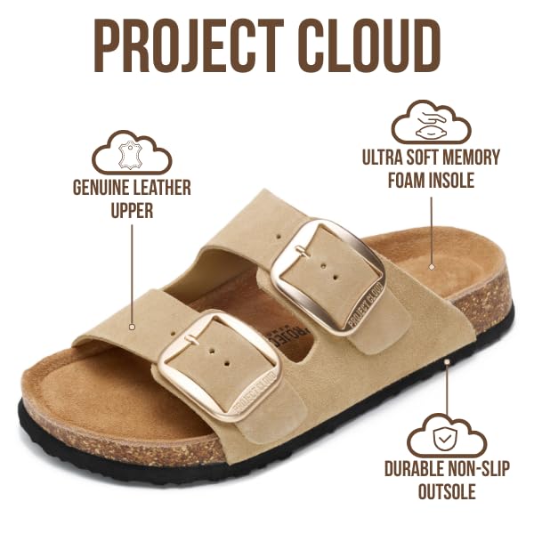 Women's | 100% Genuine Leather Women Flat Sandals | ProjectPlush | Lightweight | Non-Slip - Santorini