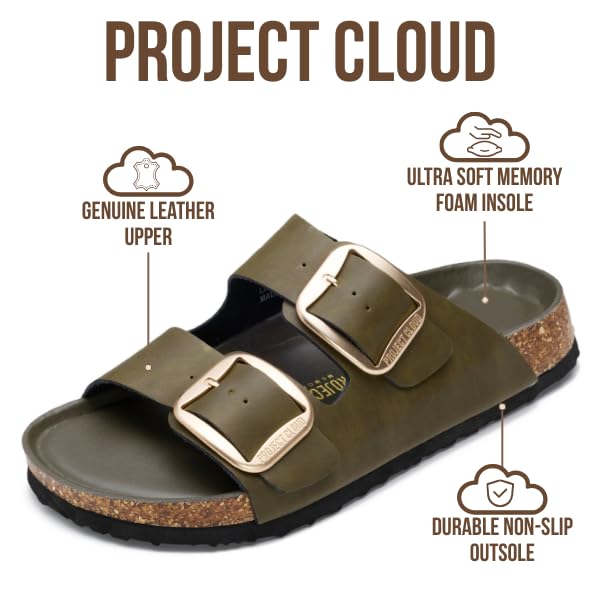 Women's | 100% Genuine Leather Women Flat Sandals | ProjectPlush | Lightweight | Non-Slip - Santorini