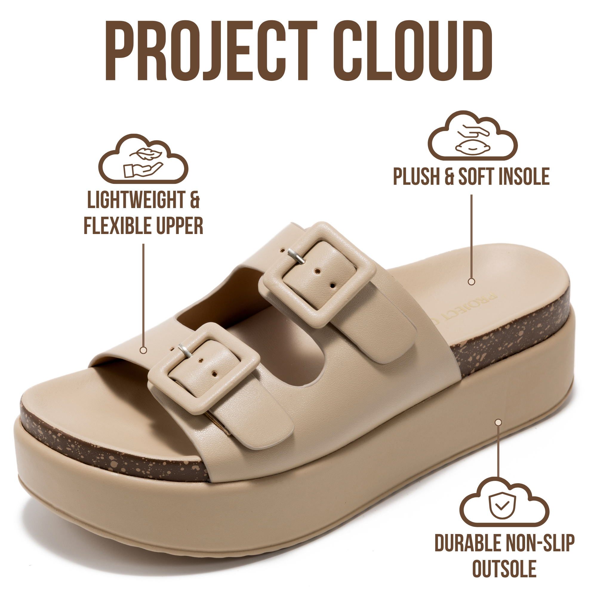 Women's | Wedge Platform Sandals | Eco-Leather Upper | Memory Foam | Non-Slip - Softy